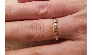 10K Solid Gold Tiny Pebbles Set Diamond Plain Ring Handmade Dainty Inset Diamond Delicate Stacking Gemstone Ring Minimalist Beaded band