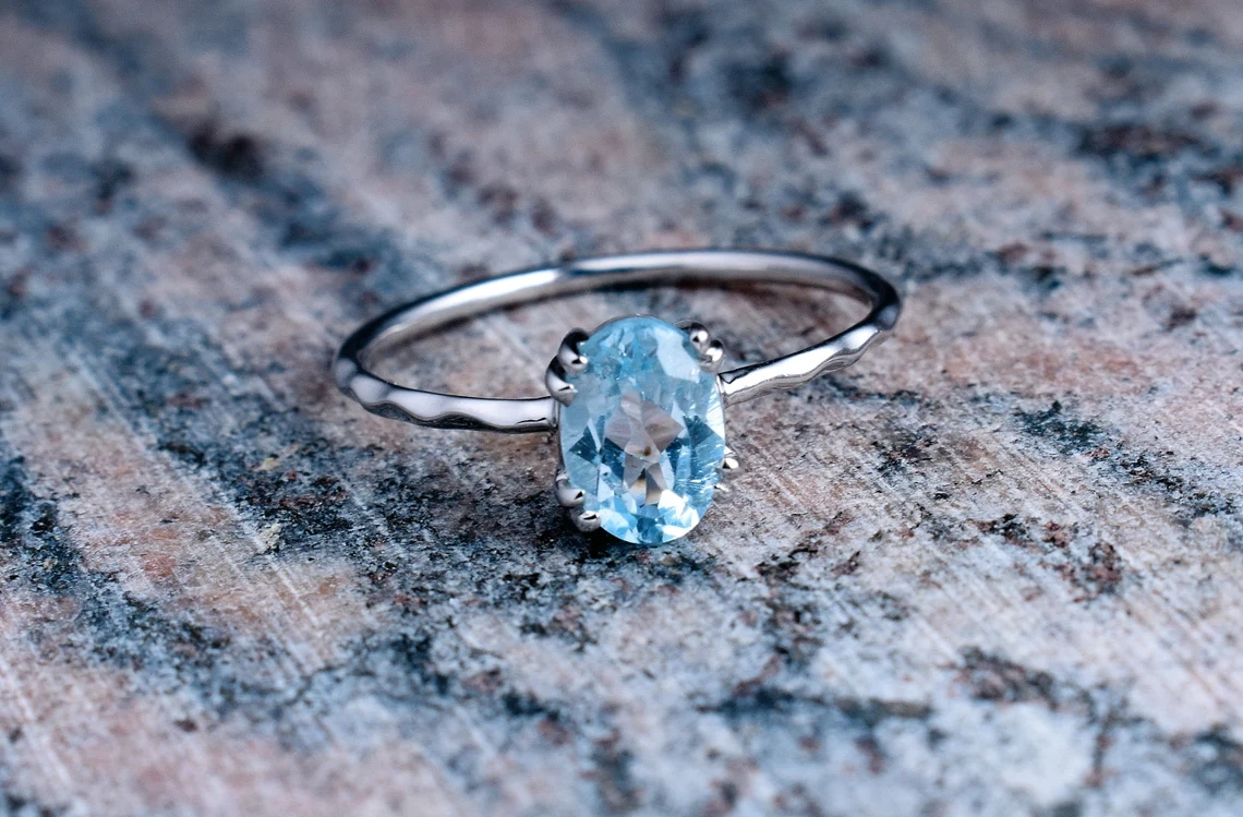 Blue Topaz Ring Renaissance Collection 925 Sterling Silver Dainty Ring Semi Precious Gemstone Ring Everyday Ring Gift idea for Her-11427656