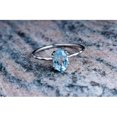Blue Topaz Ring Renaissance Collection 925 Sterling Silver Dainty Ring Semi Precious Gemstone Ring Everyday Ring Gift idea for Her
