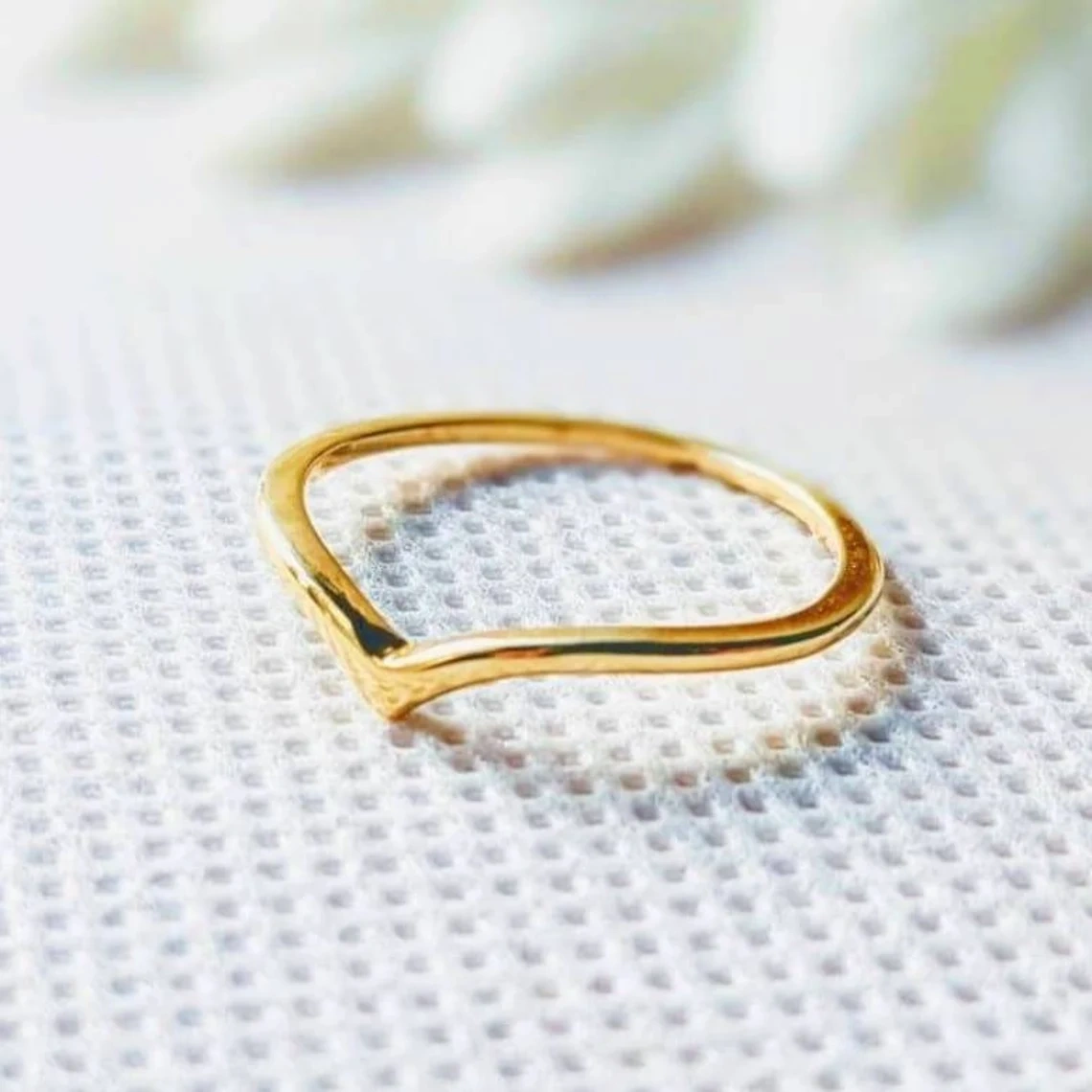 10K Solid Gold Chervron V Shape Ring Handmade Plain Stacking Ring Modernist Dainty Ring Minimalist Geometric pointy Ring Statement Ring-10 3/4 US/Uk size – V-1