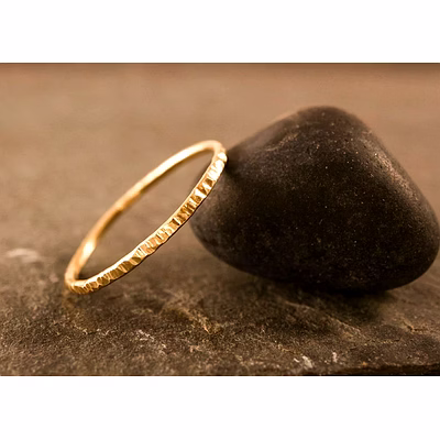 10k solid gold hammered bark textured ring handmade delicate stacking unique thin band ring dainty minimalist statement knuckle unisex ring
