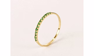 10K Solid Gold Tiny Round Inset Emerald Half Eternity Ring Handmade Stacking Gemstone Ring Dainty Minimal Statement Birthstone knuckle Ring