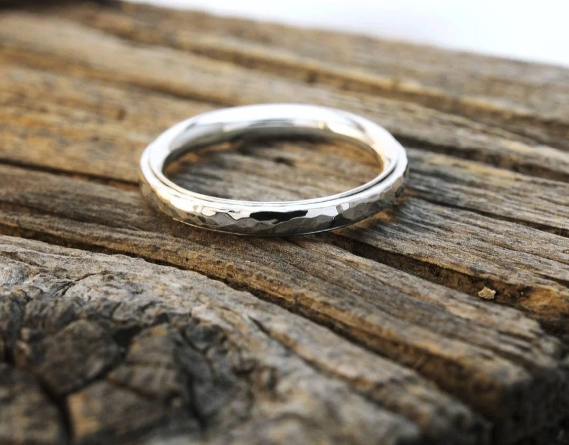 925 Sterling Silver Solid Hammered Fidget Spinner Band Ring Handmade Dainty Stacking Anxiety Thumb band Minimalist Unisex Meditation Ring-11429698