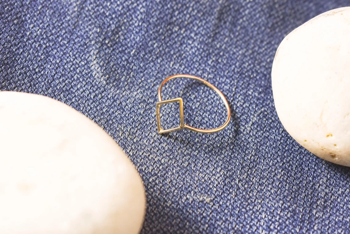 10K Solid Gold Kite Shape Wire Ring Stacking Dainty Minimalist Handmade Light Weighted Ring Delicate Unisex Geometric Ring Ethnic Ring-10 3/4 US/Uk size – V-3