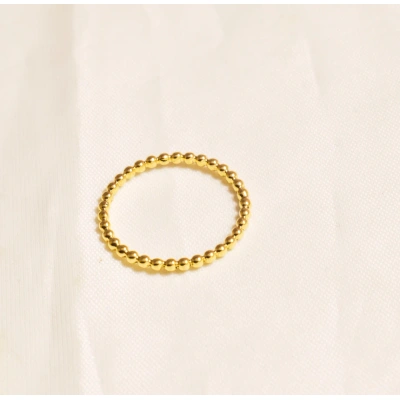 10K Solid Gold Full Bead Ring Stacking Dainty Minimalist Dot Light Weighted Simple Dottie Ring Handmade Eternity Bubble Ring Gift ForHer