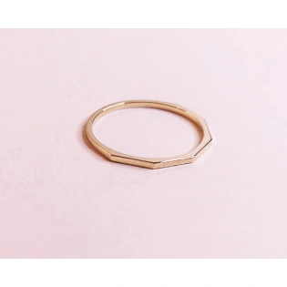 10K Solid Gold Thin Unique Edges Skinny Ring Handmade Plain Stacking Ring Modern Dainty Ring Minimalist Geometric Statement Wedding Ring