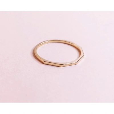 10K Solid Gold Thin Unique Edges Skinny Ring Handmade Plain Stacking Ring Modern Dainty Ring Minimalist Geometric Statement Wedding Ring