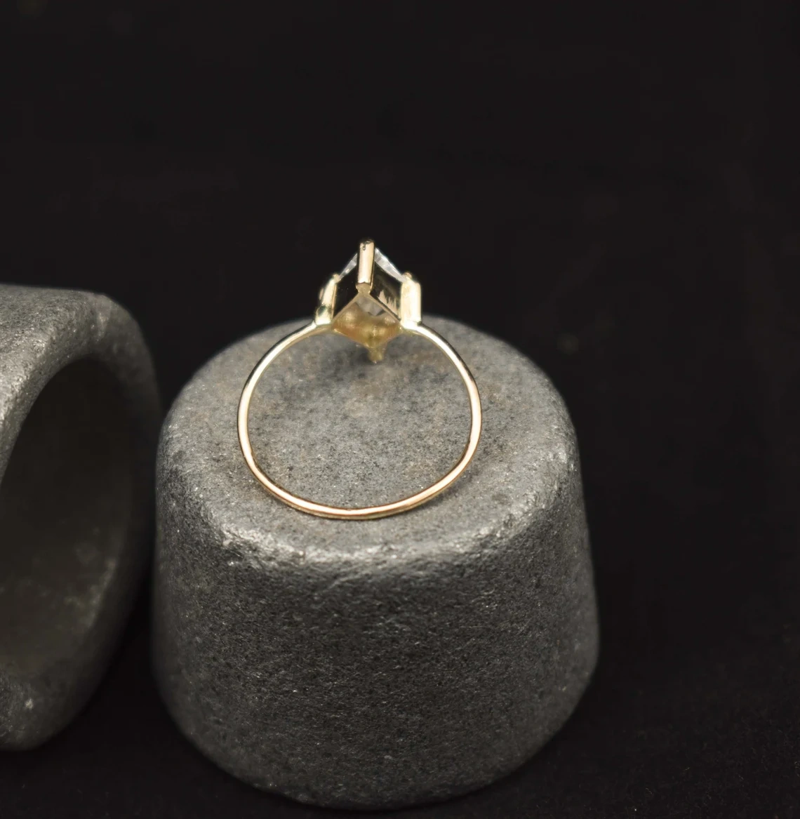 Kite Princess Cut Crystal 10K Solid Gold Ring 10K Gold ring Rock Crystal Minimalist Kite Cut Engagement Ring Inset Stone Handmade Ring-10 3/4 US/Uk size – V-3