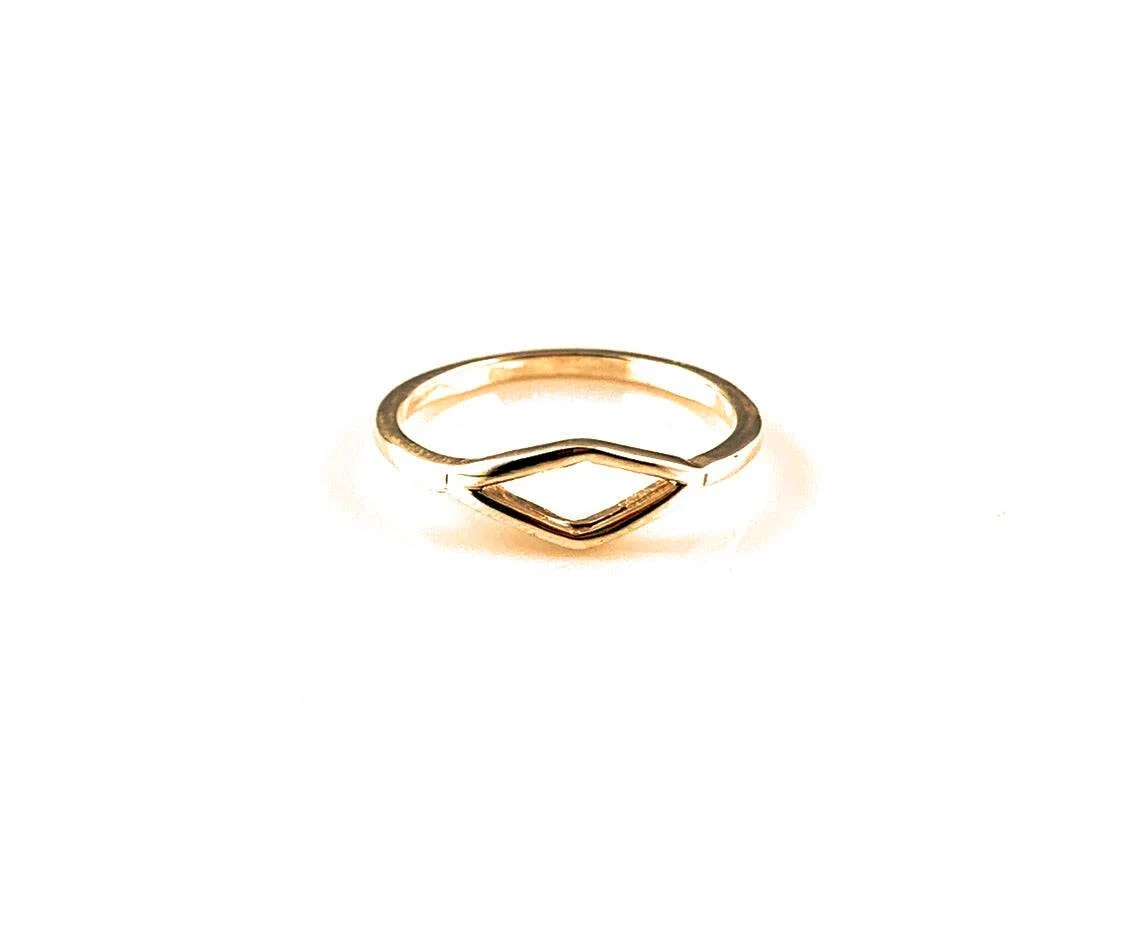 10K Solid Gold Diamond Shape Handmade Plain Stacking Ring Delicate Dainty Ring Minimalist Light Weighted Chic Geometric Ring Statement Ring-11451058