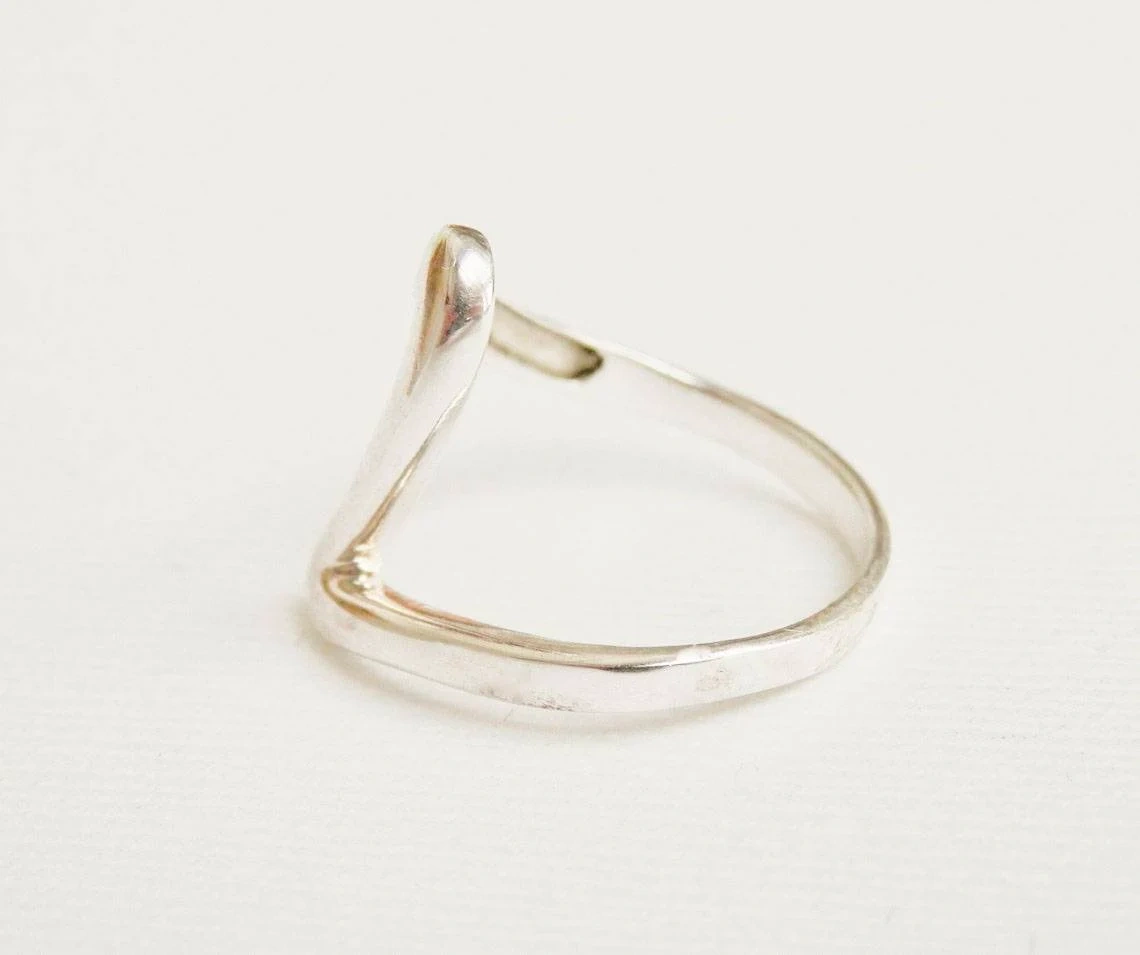 925 Sterling Silver Solid Zig Zag Wave Ring Handmade Electric Z Dainty Stacking Ring Modernist Simple Minimalist Unisex Geometric Ring-10 3/4 US/Uk size – V-1