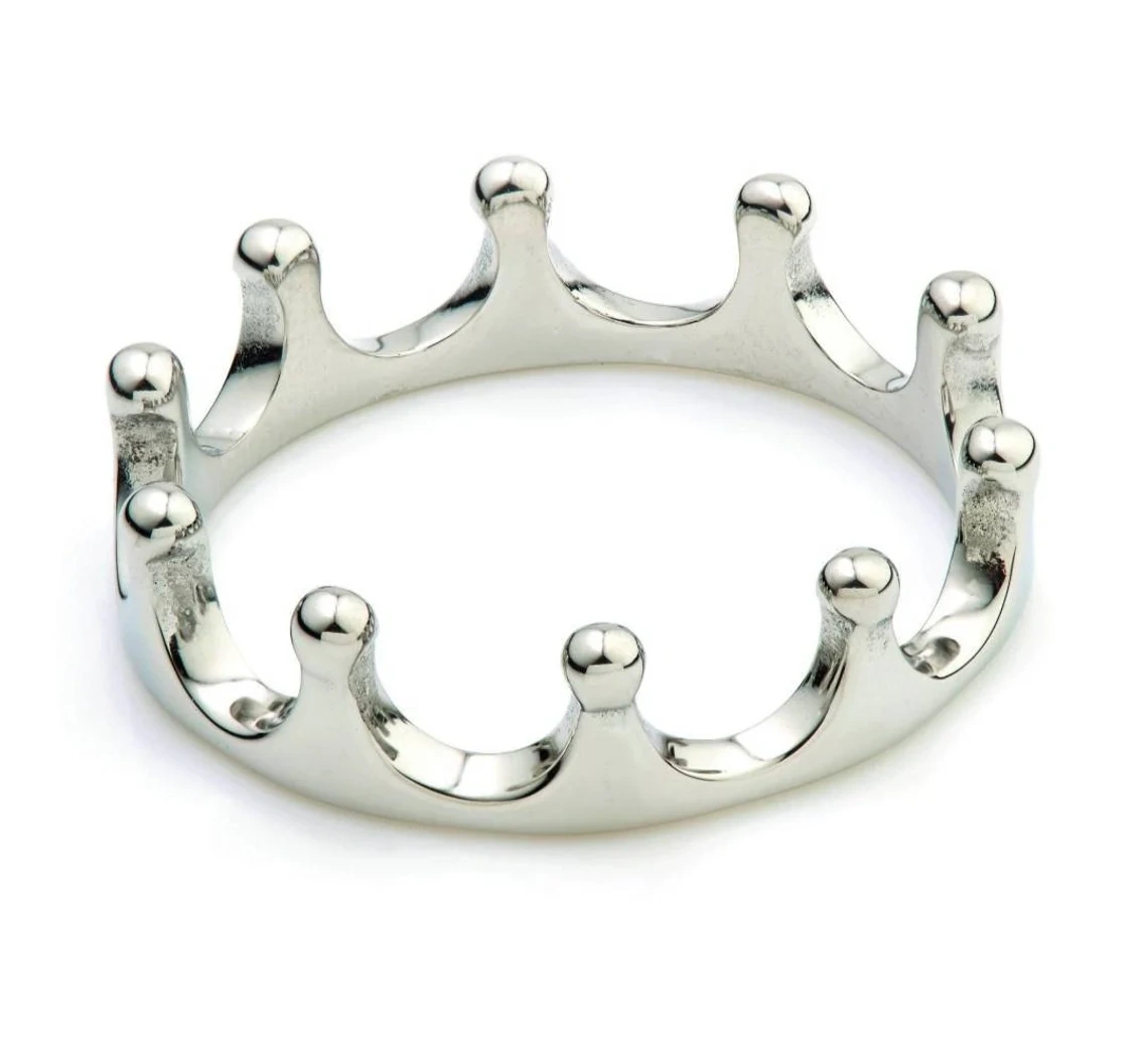 925 Sterling Silver Solid Royal Crown Ring Handmade Dainty Stacking Ring Silver Simple Minimalistic Jewelry Unique Anxiety Fidget Thumb Ring-11451760