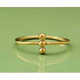 14k solid gold tiny round beaded dot ring handmade delicate stacking dottie ring dainty minimalist statement gold knuckle 3 beaded bohu ring