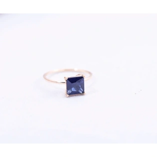 10k Solid Gold Square Iolite Faceted 4mm Princess Cut Iolite Ring September birthstone Simple Dainty Handmade Gemstone Ring Gift for Her