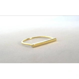 10K Solid Gold Dainty Geometric Bar Ring Minimalist Delicate Light Weighted Simple Unique Handmade Gold Unique Stacking Statement Ring