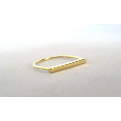 10K Solid Gold Dainty Geometric Bar Ring Minimalist Delicate Light Weighted Simple Unique Handmade Gold Unique Stacking Statement Ring