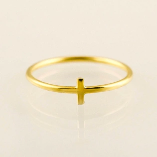 10K Solid Gold Thin Holy Cross Ring Stacking Dainty Ring Handmade Delicate Small Cross Minimalist Ring Gold Unisex Ring Christian jewelry