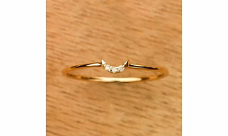 14K Solid Gold Crescent Moon Phase Handmade Plain Stacking Inset Diamond Ring Dainty Stacking Minimalist Jewelry Boho Style Statement Ring