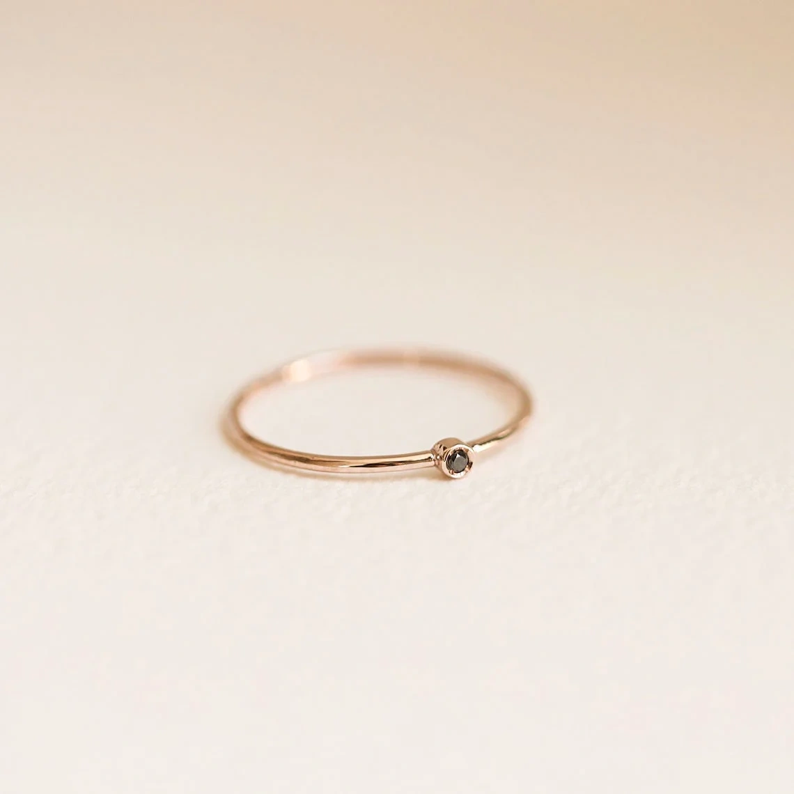 14K Solid Gold Black Diamond Ring Handmade Dainty Diamond Studded Stacking Ring Precious Stone Gold Ring Minimalist Everyday Ring for Her14K Solid Gold Black Diamond Ring Handmade Dainty Diamond Studd-11459228