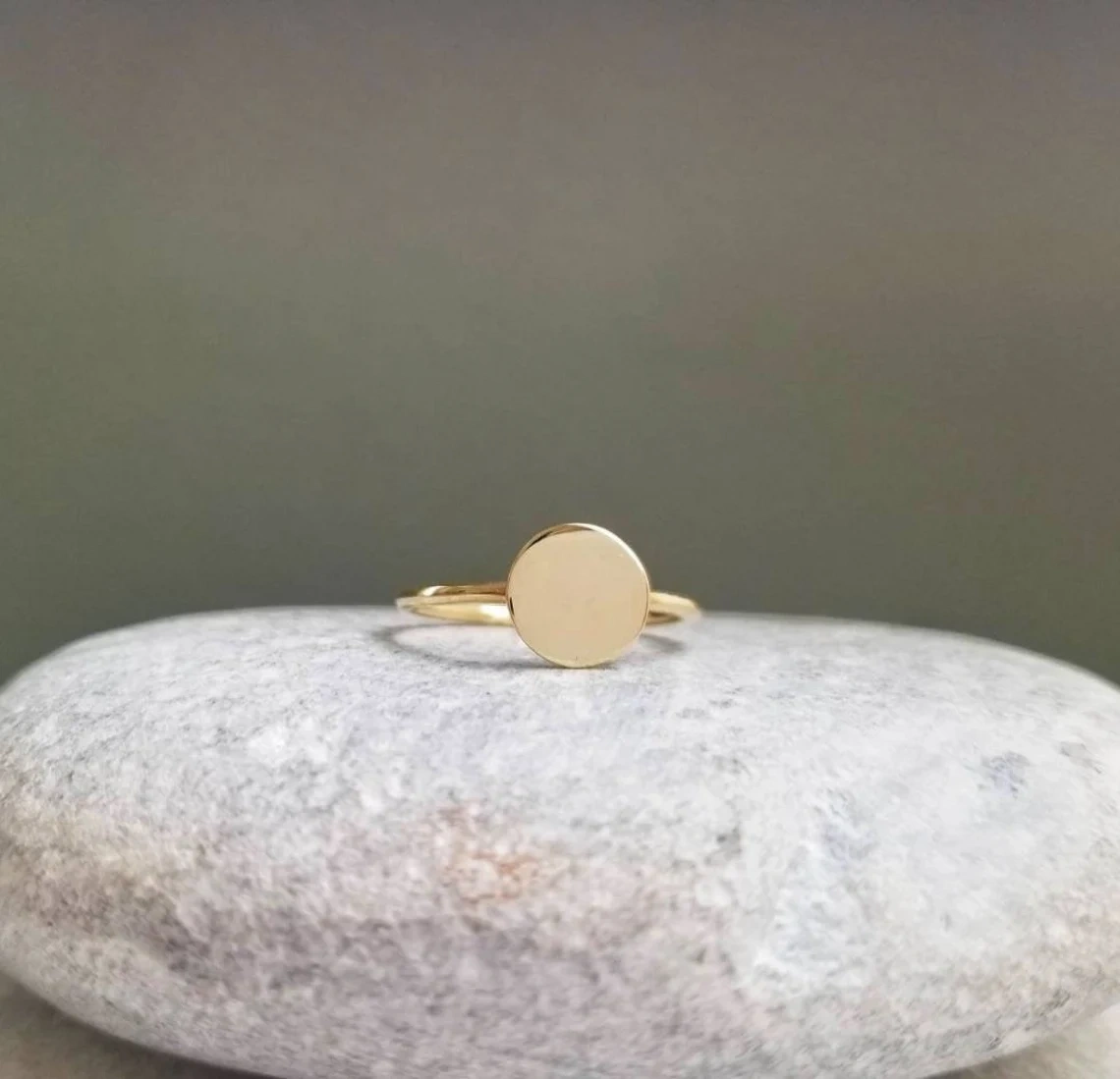 14K Solid Gold Dainty Round Disc Geometric Ring Minimalist Delicate Light Weight Simple Unique Handmade Gold Stacking Thin Skinny Boho Ring-11468996