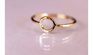 10K Solid Gold Hammered Karma Ring Handmade Open Circle Geometric Stacking Ring Dainty Textured Minimalist Statement Gold knuckle Ring