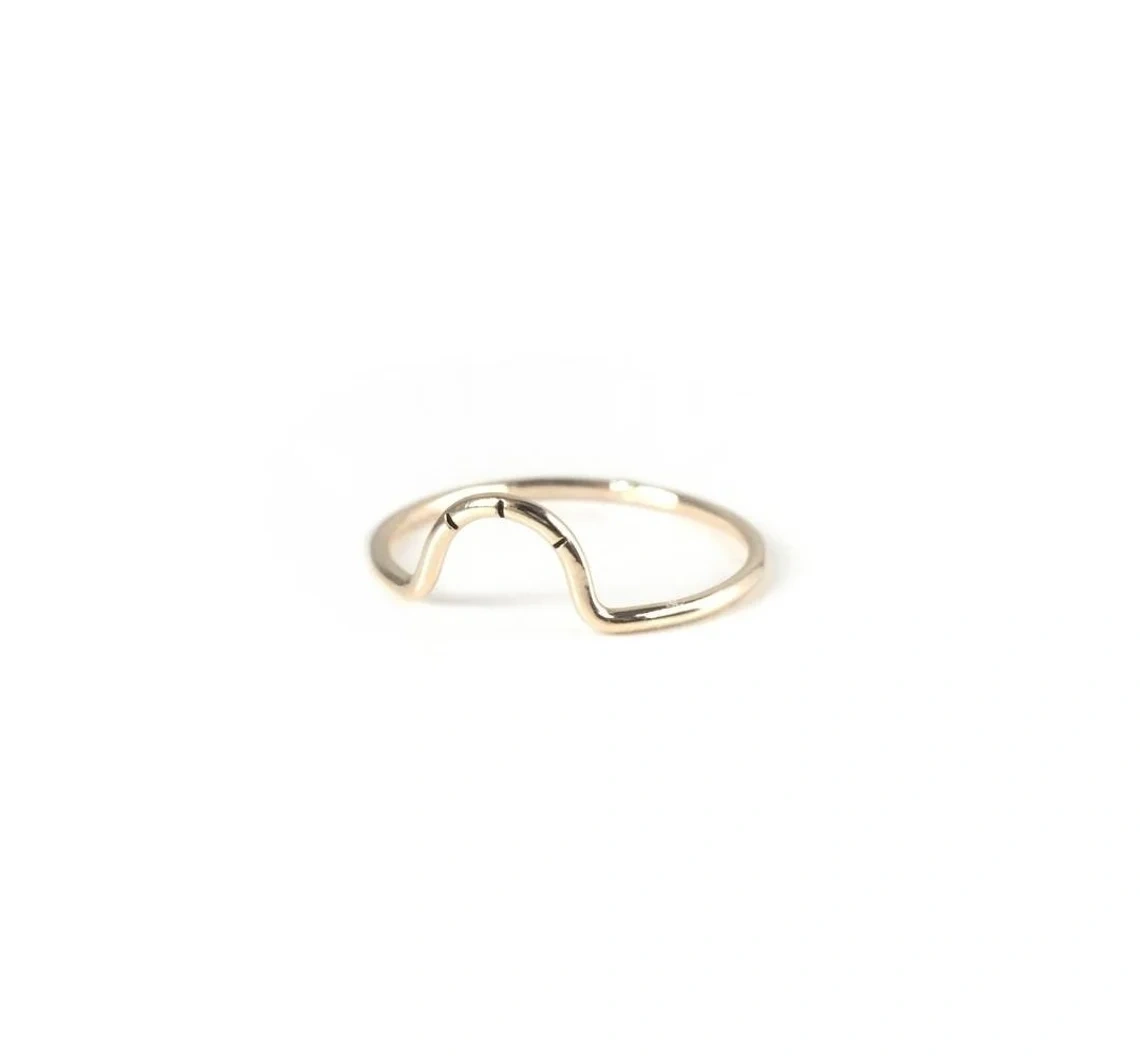 10K Solid Gold Dainty Skinny Mini Arc Statement Thin Ring Minimalist Delicate Simple Unique Handmade Gold Stacking Women Boho Ring-11469366