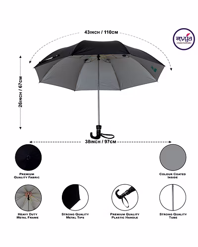 KC Paul &amp; Sons Major 2 Fold Black Umbrella-2
