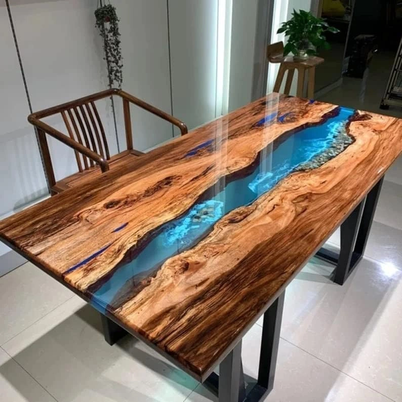 Personalized Large EPOXY Table Top, Resin Dining Table Top for 2, 4, 6, 8 River, Wood Epoxy Coffee Table Top, Living Room Table Top Only-60 x 30 Inches-2