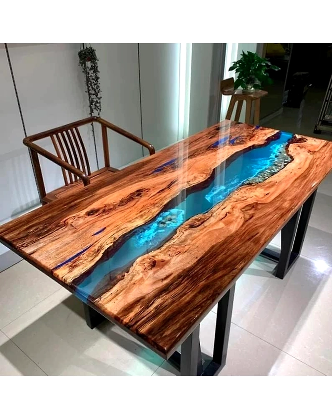 Personalized Large EPOXY Table Top, Resin Dining Table Top for 2, 4, 6, 8 River, Wood Epoxy Coffee Table Top, Living Room Table Top Only-60 x 30 Inches-2
