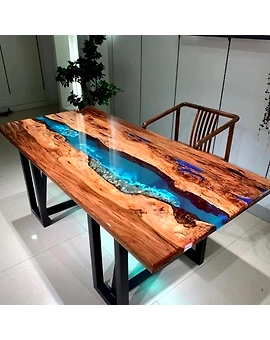 Personalized Large EPOXY Table Top, Resin Dining Table Top for 2, 4, 6, 8 River, Wood Epoxy Coffee Table Top, Living Room Table Top Only