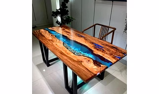 Personalized Large EPOXY Table Top, Resin Dining Table Top for 2, 4, 6, 8 River, Wood Epoxy Coffee Table Top, Living Room Table Top Only