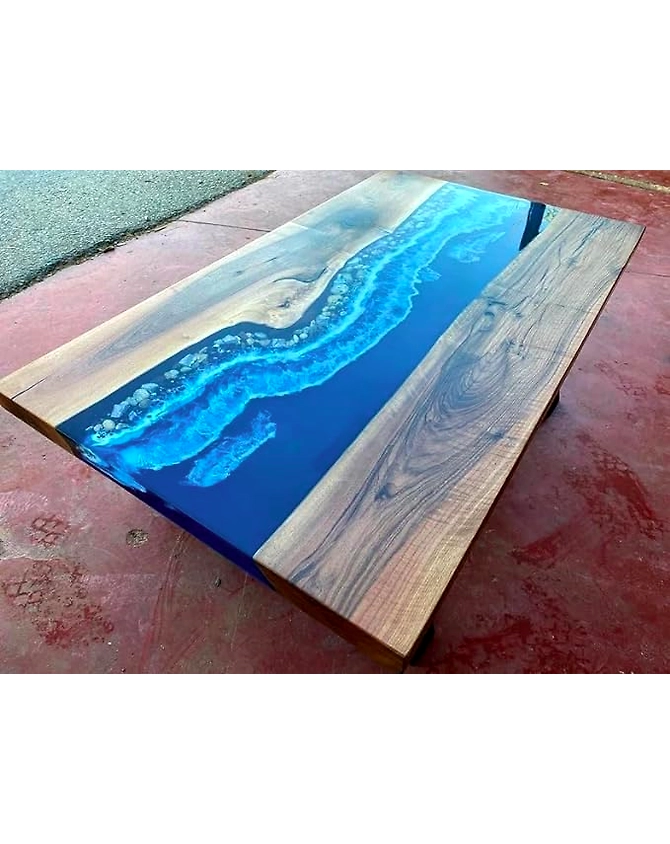 Large Epoxy Straight Acacia Wood River Table Top with Stones Epoxy Dinning Table Resin Table Coffee Table Living Room Table Top Only-60by30-2