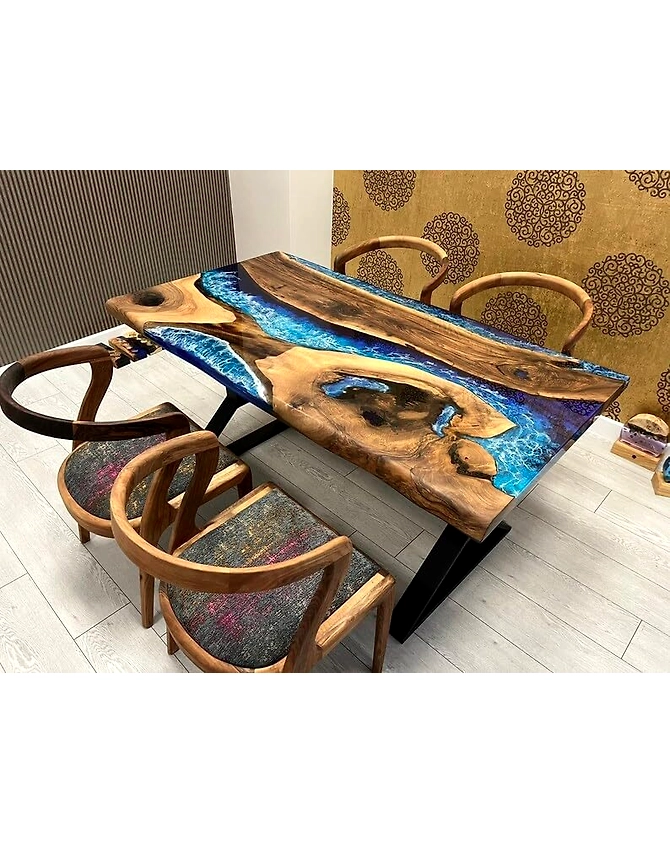Unique Special Wood Pattern River Flow Epoxy Dining Table Living Room Table Resin Table for 2, 4, 6, 8 Living Room Table Top Only-60by30-4