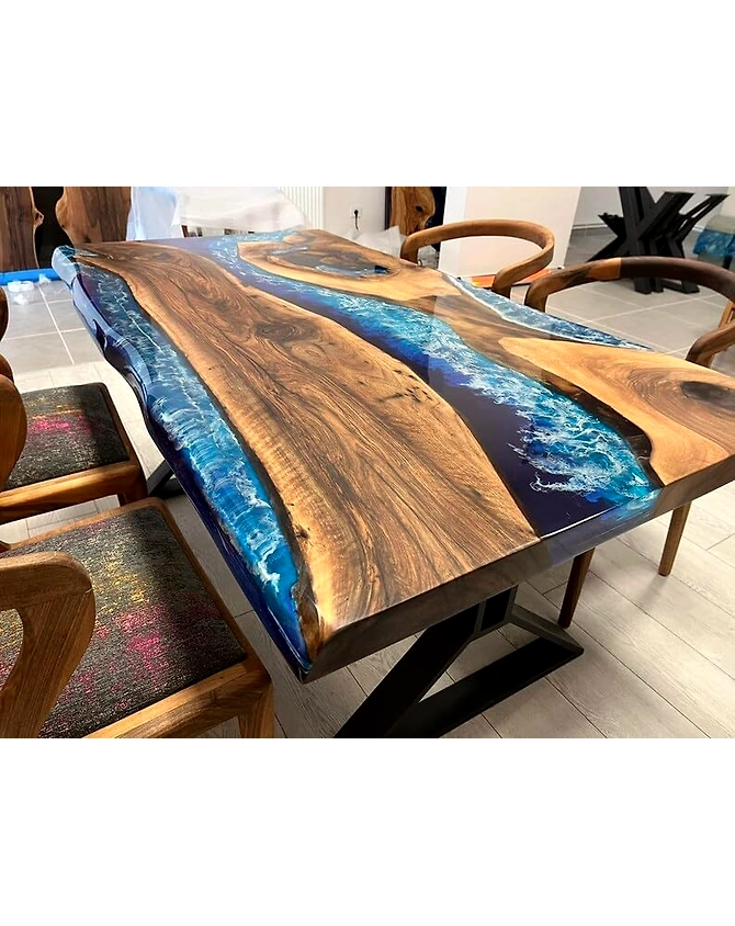 Unique Special Wood Pattern River Flow Epoxy Dining Table Living Room Table Resin Table for 2, 4, 6, 8 Living Room Table Top Only-60by30-3