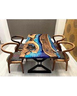 Unique Special Wood Pattern River Flow Epoxy Dining Table Living Room Table Resin Table for 2, 4, 6, 8 Living Room Table Top Only