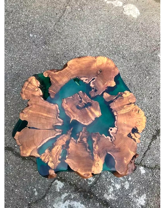Classic Custom Wood Clear Olive Green Round Coffee Table Resin Table Epoxy Dining Table Living Room Table for 2, 4, 6, 8 Wooden Table Top Only-18by18-3