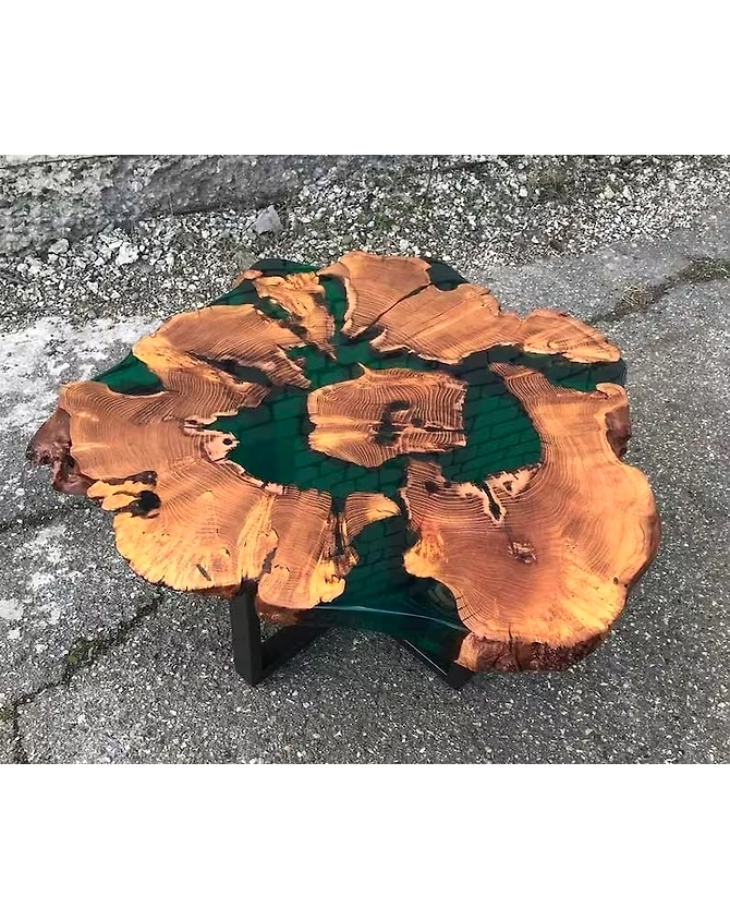 Classic Custom Wood Clear Olive Green Round Coffee Table Resin Table Epoxy Dining Table Living Room Table for 2, 4, 6, 8 Wooden Table Top Only-Olivegreen-1