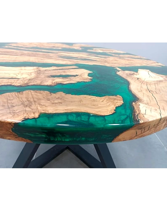 Large Indoor Epoxy Coffee Table Wooden Olive Dark Green River Table Side/End Table Living Room Table for 2, 4, 6, 8 Epoxy Dining Table Top Only-18by18-4