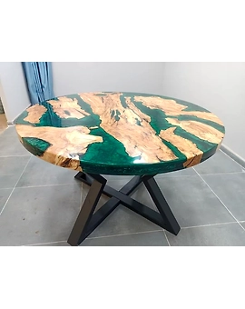 Large Indoor Epoxy Coffee Table Wooden Olive Dark Green River Table Side/End Table Living Room Table for 2, 4, 6, 8 Epoxy Dining Table Top Only