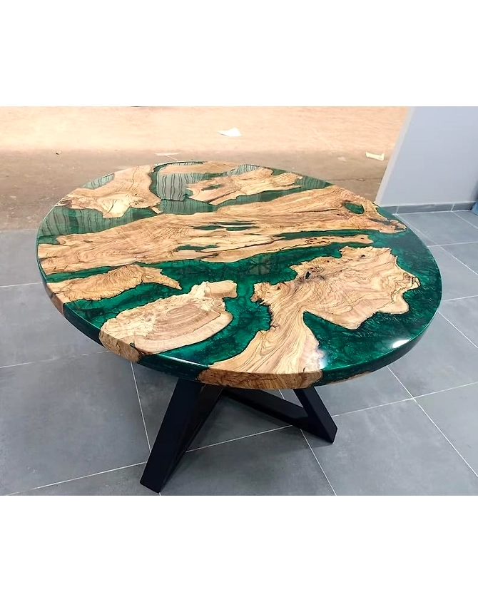Large Indoor Epoxy Coffee Table Wooden Olive Dark Green River Table Side/End Table Living Room Table for 2, 4, 6, 8 Epoxy Dining Table Top Only-18by18-3