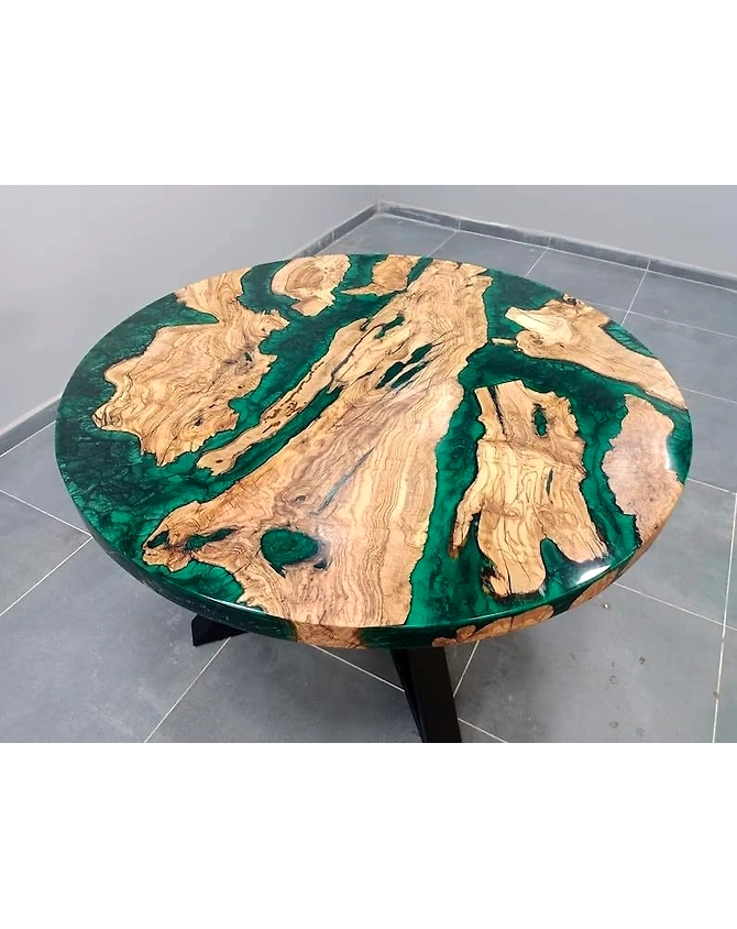 Large Indoor Epoxy Coffee Table Wooden Olive Dark Green River Table Side/End Table Living Room Table for 2, 4, 6, 8 Epoxy Dining Table Top Only-18by18-2
