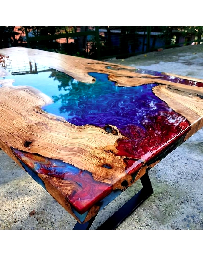 Classic Rainbow Look Multi Epoxy Table Dining Table Living Room Table Resin Coffee Table for 2, 4, 6, 8 Wooden Table Top Only-60by30-2
