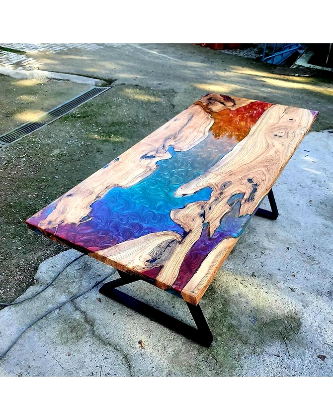 Classic Rainbow Look Multi Epoxy Table Dining Table Living Room Table Resin Coffee Table for 2, 4, 6, 8 Wooden Table Top Only-60by30-3