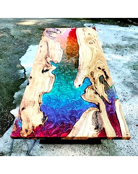 Classic Rainbow Look Multi Epoxy Table Dining Table Living Room Table Resin Coffee Table for 2, 4, 6, 8 Wooden Table Top Only