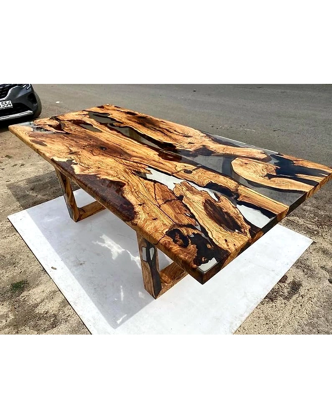 Unique Customized Crystal Clear Resin Table Dining Table Living Room Table Epoxy Table for 2, 4, 6, 8 Wooden Table Side/End Table Patio Table Top Only-ClearResin-1