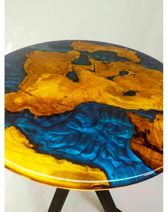 Multi River Epoxy Coffee Table Round Table Table Living Room Table for 2, 4, 6, 8 Dining Table Resin Bar Counter Home Décor Side/End Table Top Only-18by18-3