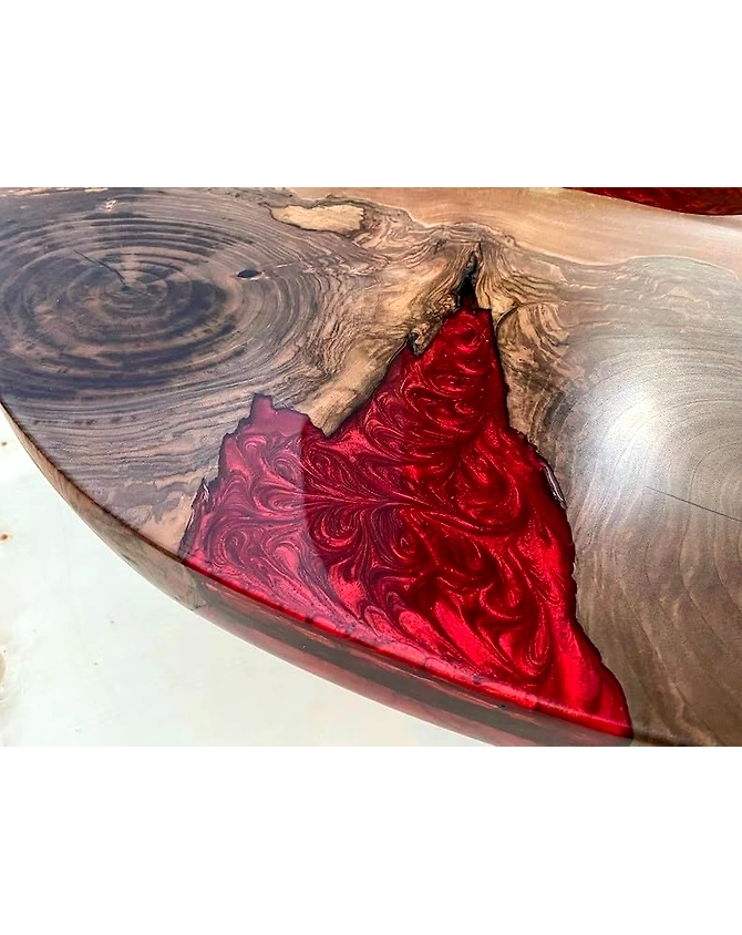 Large Indoor Epoxy Round Table Unique Red River Coffee Table Conference Table Living Room Table for 2, 4, 6, 8 Acacia Wood Table Table Top Only-18by18-4