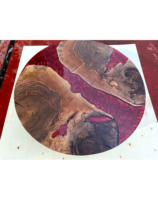 Large Indoor Epoxy Round Table Unique Red River Coffee Table Conference Table Living Room Table for 2, 4, 6, 8 Acacia Wood Table Table Top Only-18by18-3