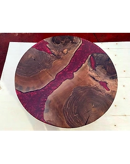 Large Indoor Epoxy Round Table Unique Red River Coffee Table Conference Table Living Room Table for 2, 4, 6, 8 Acacia Wood Table Table Top Only