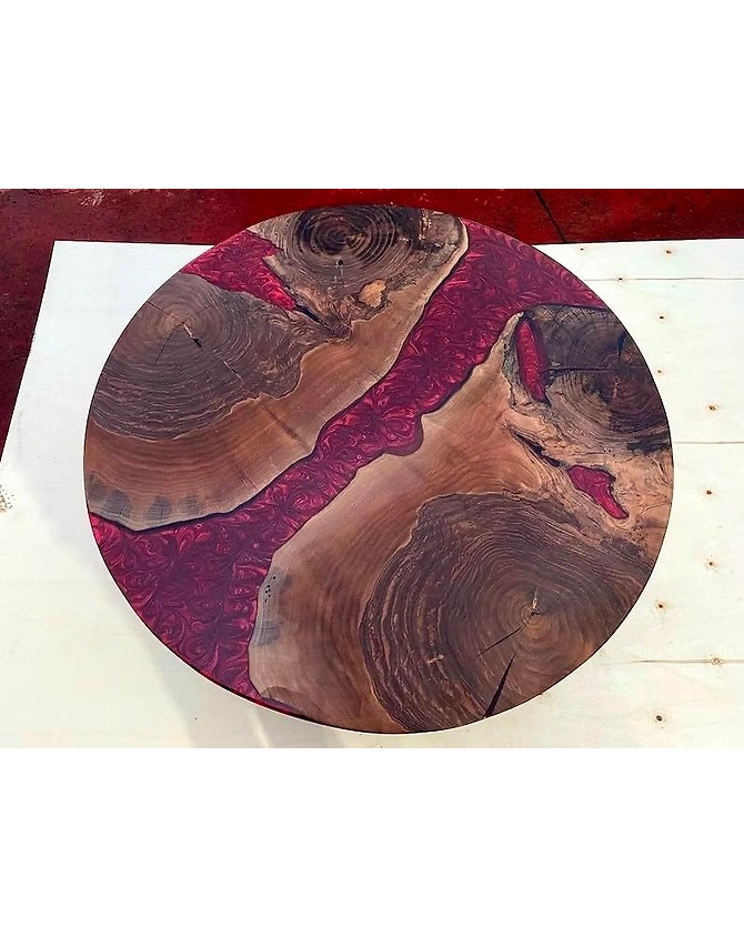 Large Indoor Epoxy Round Table Unique Red River Coffee Table Conference Table Living Room Table for 2, 4, 6, 8 Acacia Wood Table Table Top Only-redriver-1