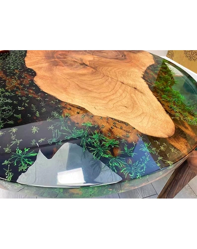 Unique Large Indoor Epoxy Resin Coffee Table Living Room Table Wooden Plant Floral Look Table for 2, 4, 6, 8 Epoxy Table Conference Table Side/End Table Top Only-18by18-4